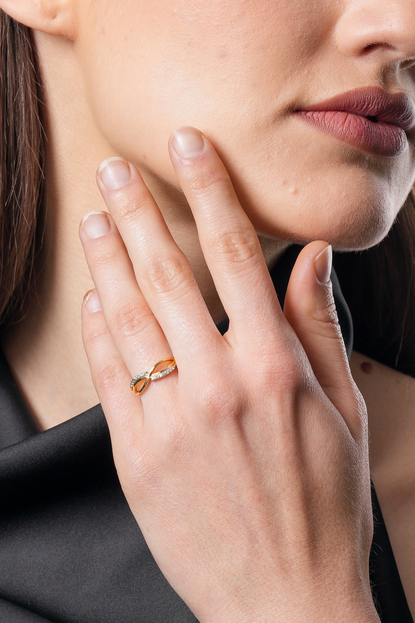 14kt Gold Twisted Crossover Diamond Ring | Genuine Diamond Infinity Knot Statement Ring