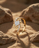 18Kt Gold Plated Geometric Square Cluster Ring | Cubic Zirconia Modern Bypass Statement Ring