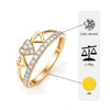 18K Gold CZ Double Heart Ring | Cubic Zirconia Heart Design Gold Ring