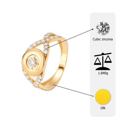 18K Gold Plated Infinity Floating Solitaire Ring | Cubic Zirconia Cross-Band Statement Ring