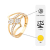 18Kt Gold Plated Dual Cluster Geometric Ring | Cubic Zirconia Zigzag Statement Ring