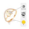 18Kt Gold Plated Split Leaf CZ Ring | Cubic Zirconia Graceful Curved Statement Ring
