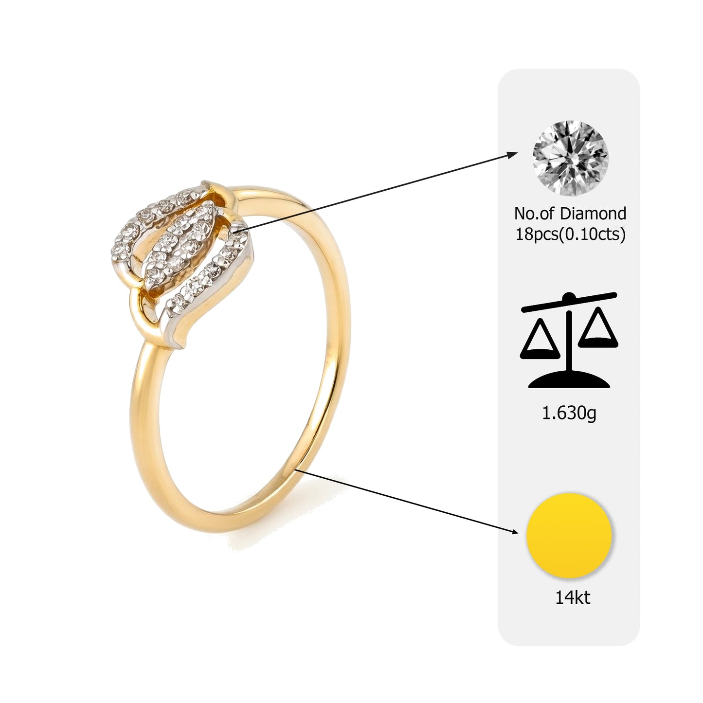 14kt Gold Triple Marquise Cluster Diamond Ring | Genuine Diamond Two-Tone Statement Ring