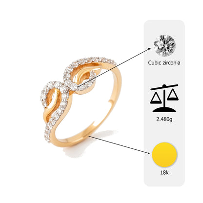 18K Gold Plated Interlocking CZ Infinity Ring | Cubic Zirconia Graceful Statement Ring