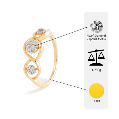 14kt Gold Triple Cluster Diamond Ring | Genuine Diamond Infinity Swirl Statement Ring