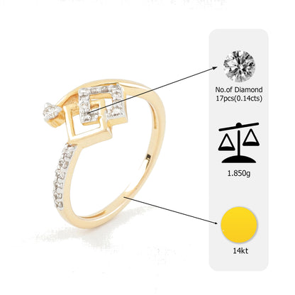 14kt Gold Geometric Interlocking Diamond Ring | Genuine Diamond Statement Ring