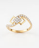 18Kt Gold Plated Geometric Square Cluster Ring | Cubic Zirconia Modern Bypass Statement Ring