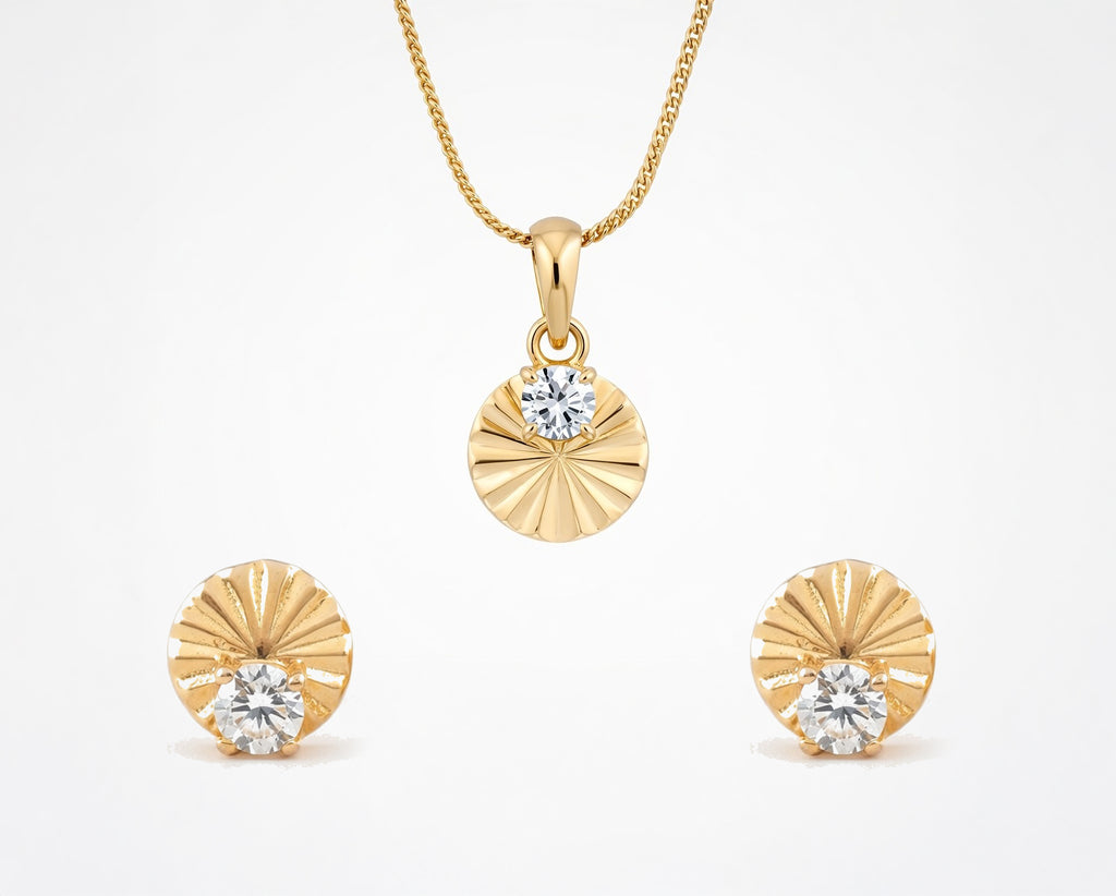 Flambeur B.I.S Hallmarked 18 KT CZ Gold Pendent Set