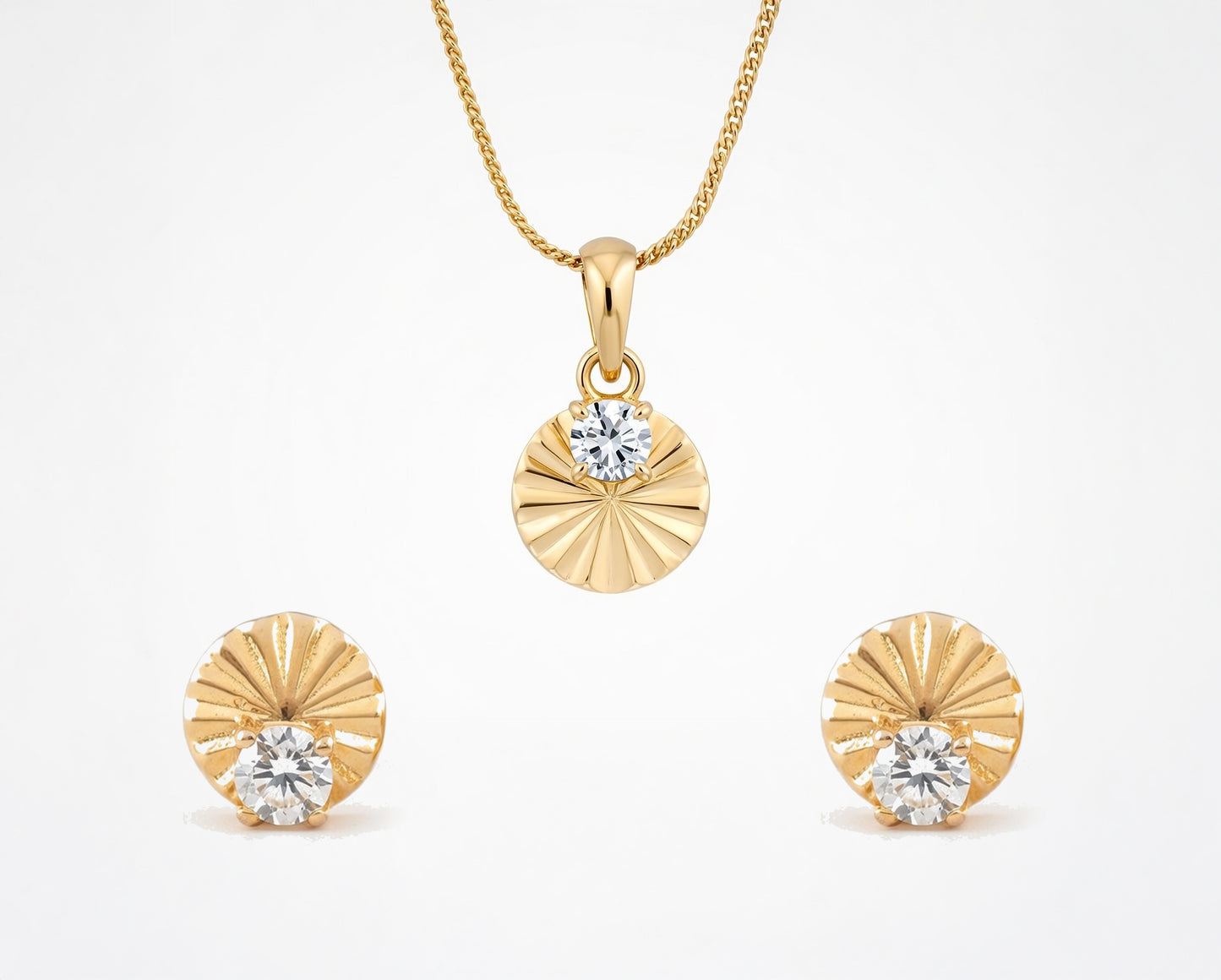 Flambeur B.I.S Hallmarked 18 KT CZ Gold Pendent Set
