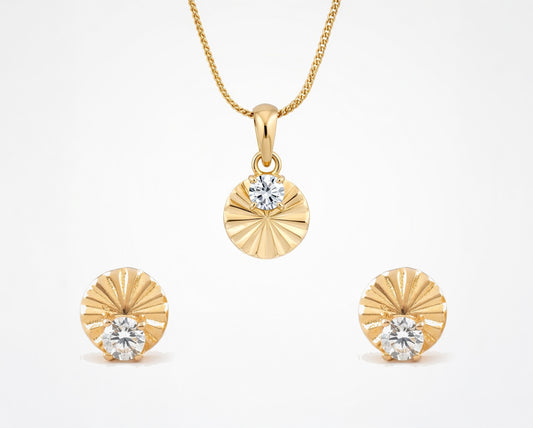 Flambeur B.I.S Hallmarked 18 KT CZ Gold Pendent Set