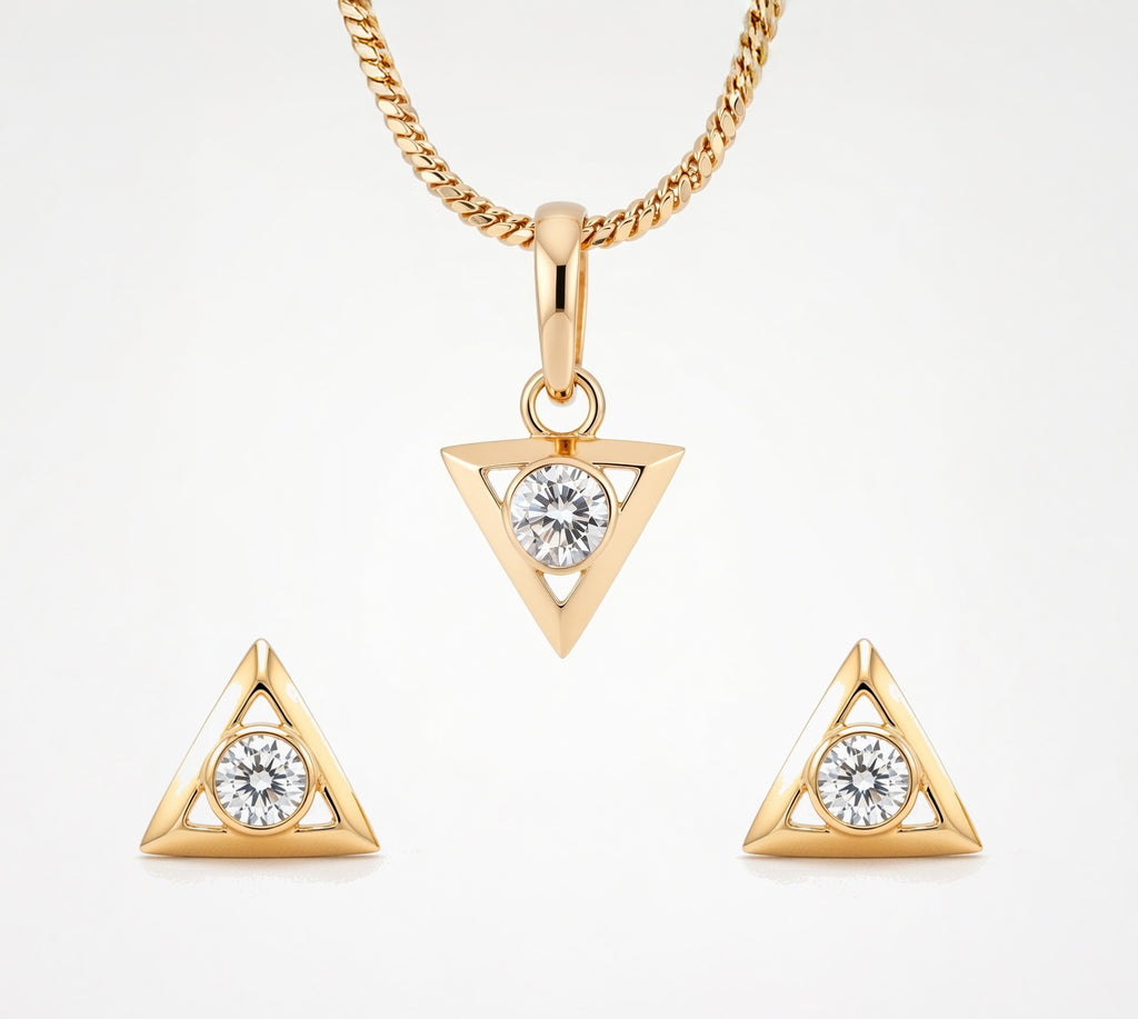 Flambeur B.I.S Hallmarked 18 KT CZ Gold Pendent Set