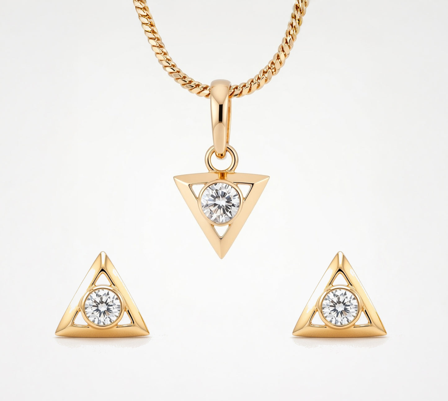 Flambeur B.I.S Hallmarked 18 KT CZ Gold Pendent Set
