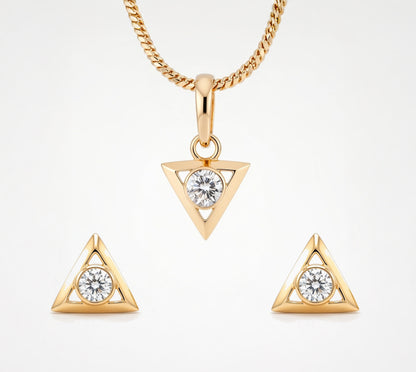 Flambeur B.I.S Hallmarked 18 KT CZ Gold Pendent Set