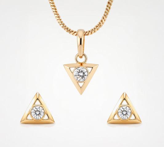 Flambeur B.I.S Hallmarked 18 KT CZ Gold Pendent Set