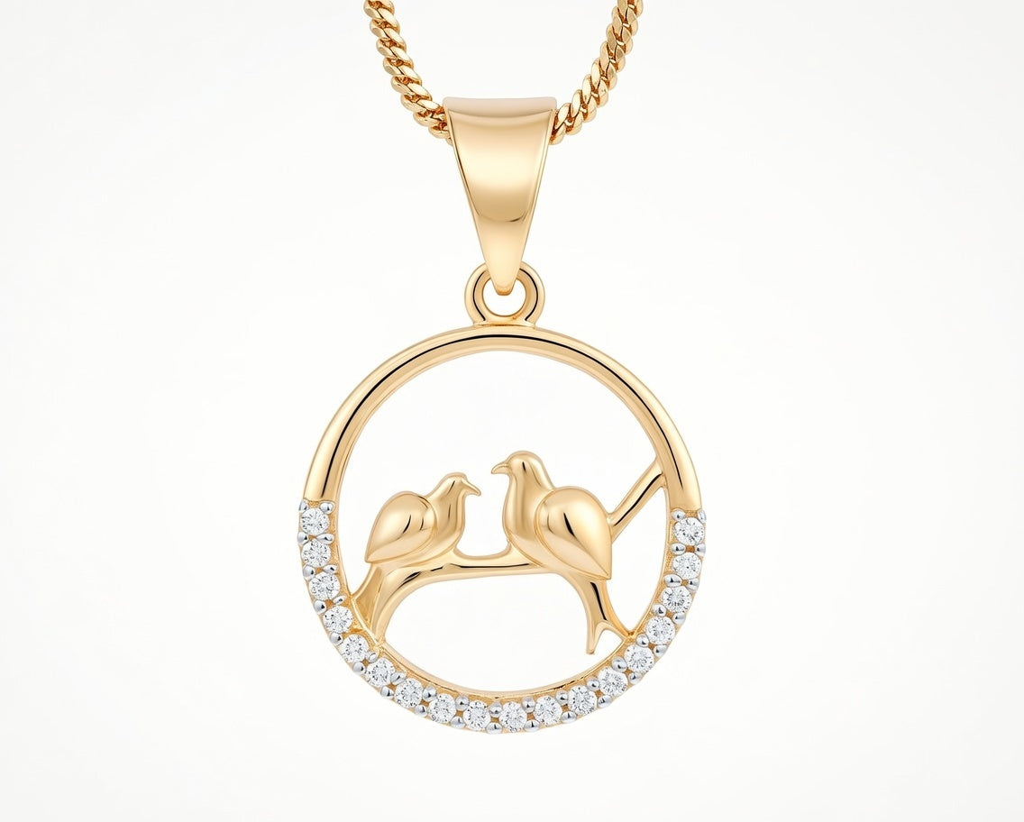 Flambeur B.I.S Hallmarked 18 KT CZ Gold Pendent Set