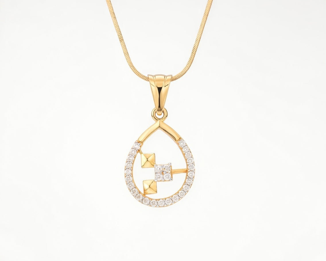 Flambeur B.I.S Hallmarked 18 KT CZ Gold Pendent Set