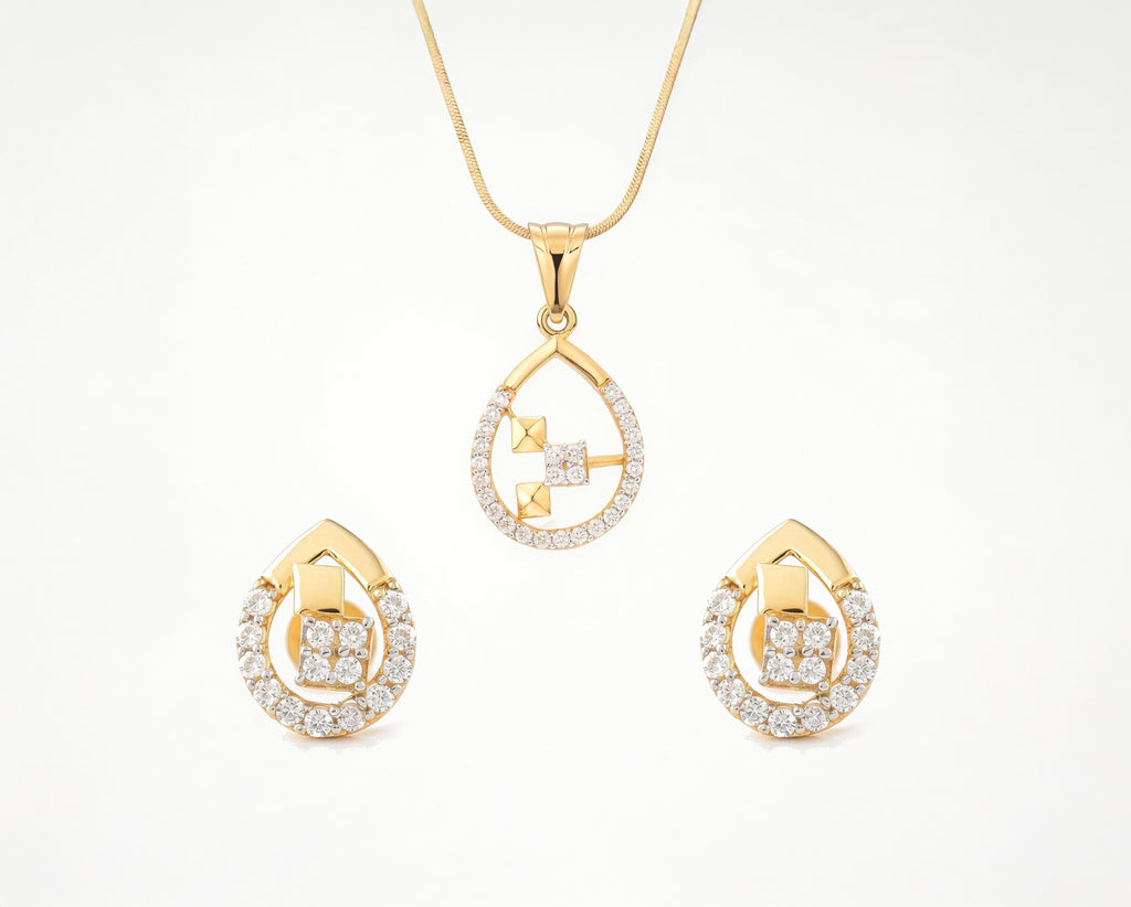 Flambeur B.I.S Hallmarked 18 KT CZ Gold Pendent Set