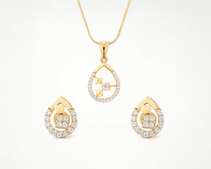 Flambeur B.I.S Hallmarked 18 KT CZ Gold Pendent Set