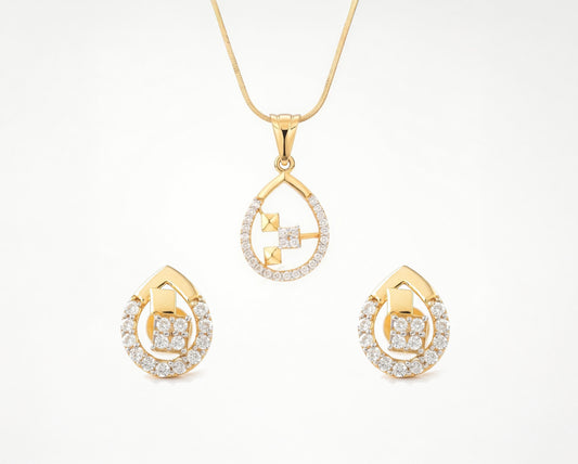 Flambeur B.I.S Hallmarked 18 KT CZ Gold Pendent Set