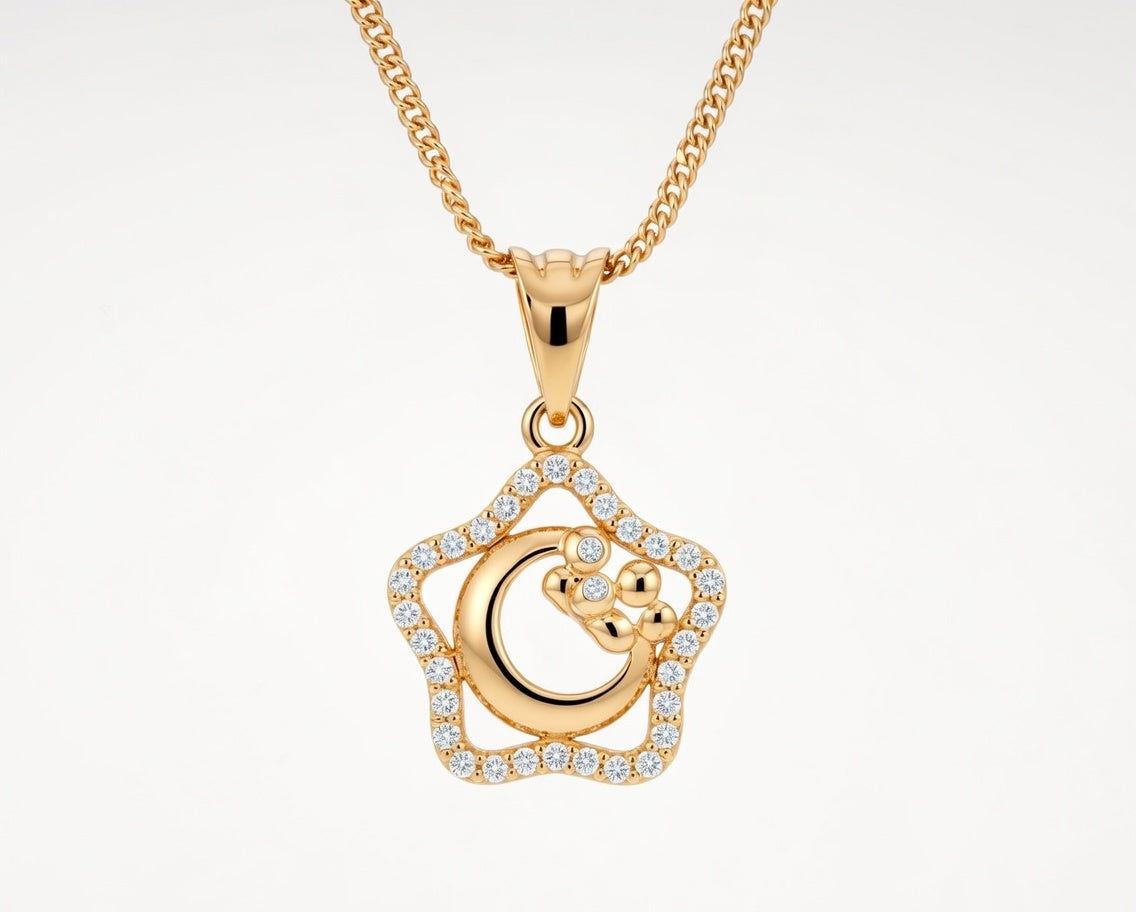 Flambeur B.I.S Hallmarked 18 KT CZ Gold Pendent Set
