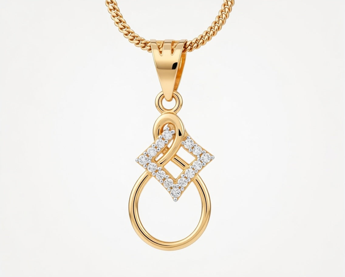 Flambeur B.I.S Hallmarked 18 KT CZ Gold Pendent Set