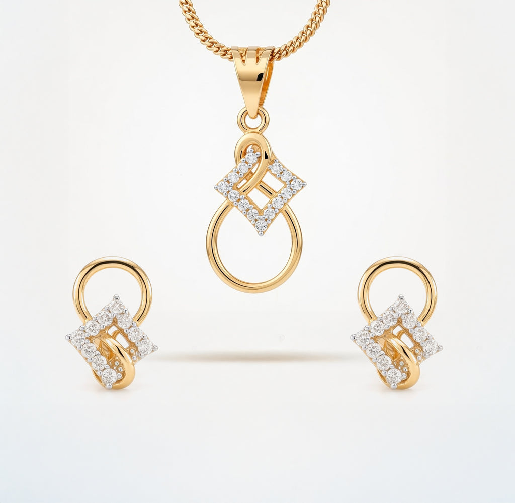 Flambeur B.I.S Hallmarked 18 KT CZ Gold Pendent Set