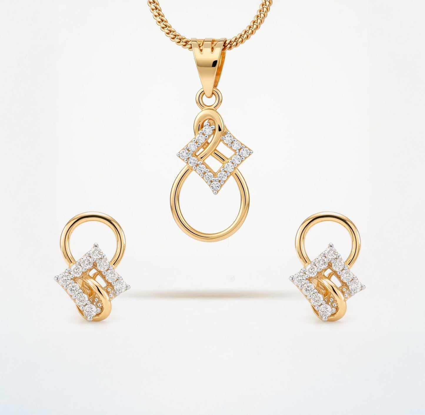 Flambeur B.I.S Hallmarked 18 KT CZ Gold Pendent Set
