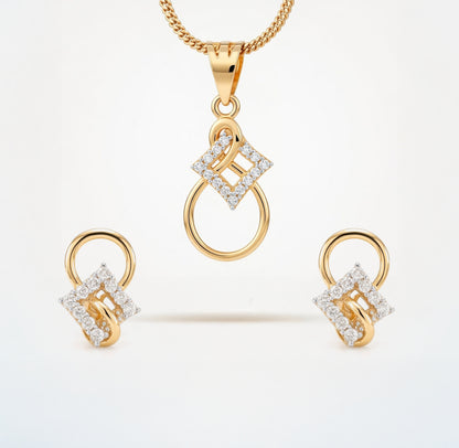 Flambeur B.I.S Hallmarked 18 KT CZ Gold Pendent Set