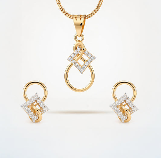 Flambeur B.I.S Hallmarked 18 KT CZ Gold Pendent Set