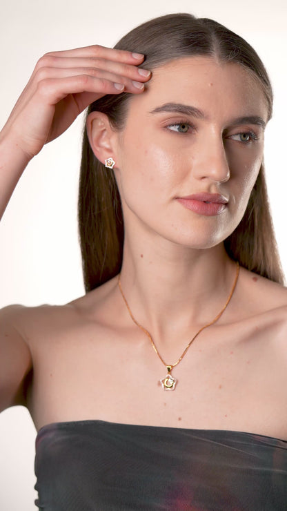 Flambeur B.I.S Hallmarked 18 KT CZ Gold Pendent Set