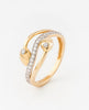 18K Gold CZ Curved Open Design Ring | Modern Cubic Zirconia Gold Ring