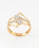 18Kt Gold Plated Dual Cluster Geometric Ring | Cubic Zirconia Zigzag Statement Ring