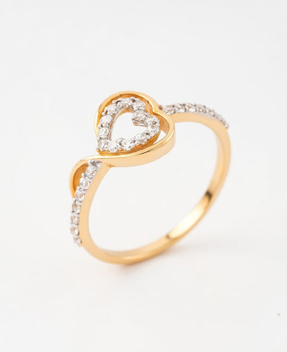 18K Gold Plated Heart CZ Twisted Ring | Cubic Zirconia Infinity Statement Ring