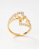 18Kt Gold Plated Leaf Motif CZ Ring | Cubic Zirconia Nature-Inspired Statement Ring