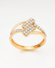 18K Gold Plated Geometric Rectangular CZ Ring | Cubic Zirconia Bold Bypass Statement Ring