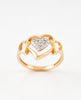 18K Gold Plated Triple Heart CZ Cluster Ring | Cubic Zirconia Romantic Statement Ring