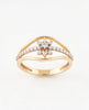 18K Gold Plated Floral Starburst Ring | Cubic Zirconia Curved Bypass Statement Ring
