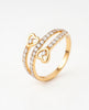 18Kt Gold Plated Twin Heart CZ Ring | Cubic Zirconia Double-Band Statement Ring