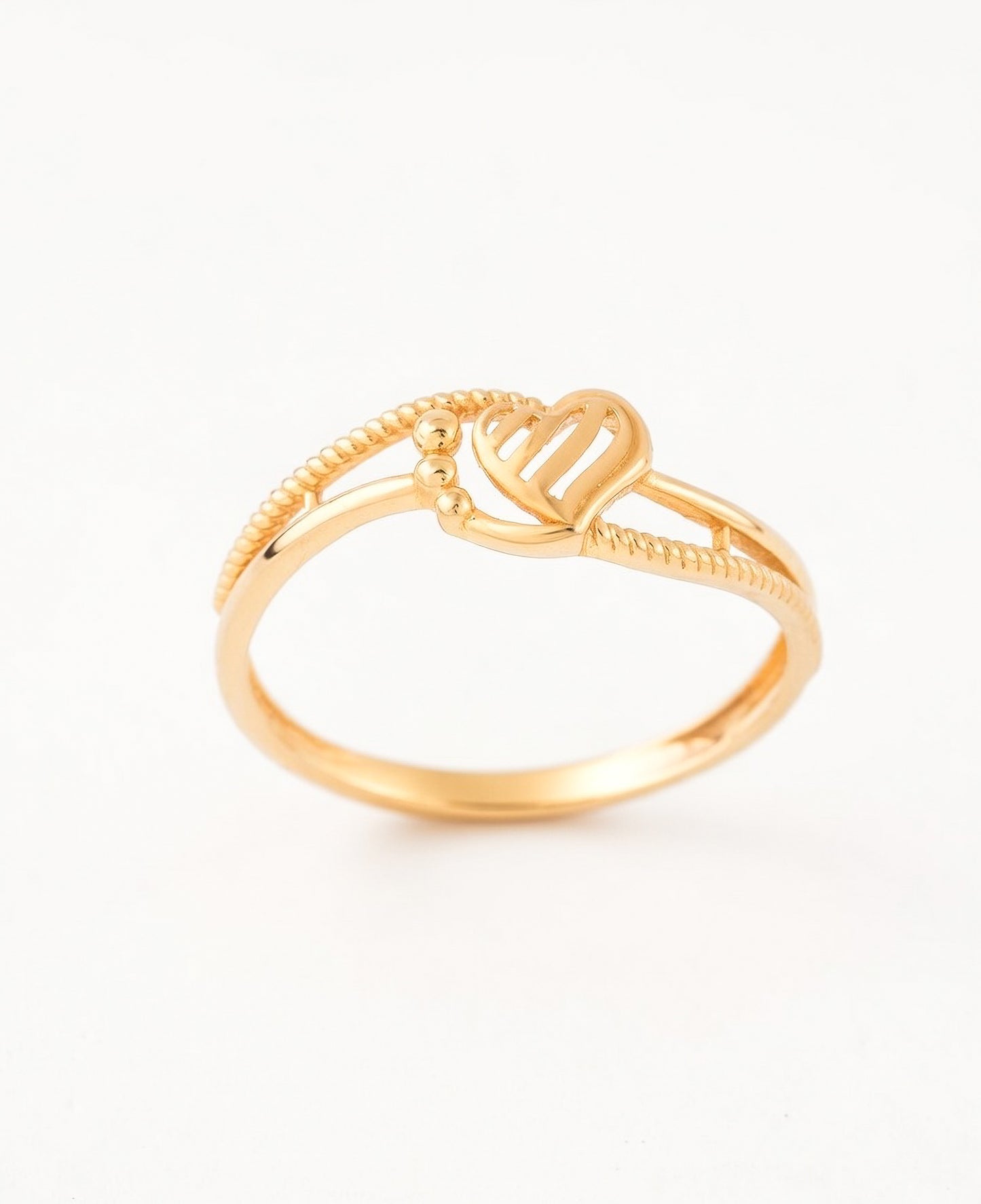 22K Gold Plated Plain Heart Ring | High-Purity Twisted Rope Band Statement Ring
