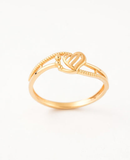 22K Gold Plated Plain Heart Ring | High-Purity Twisted Rope Band Statement Ring