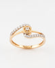 18K Gold Plated Circular Solitaire Ring | Cubic Zirconia Wave Bypass Statement Ring