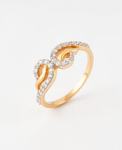 18K Gold Plated Interlocking CZ Infinity Ring | Cubic Zirconia Graceful Statement Ring