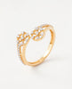 18K Gold Plated Dual Wheel CZ Ring | Cubic Zirconia Geometric Filigree Statement Ring