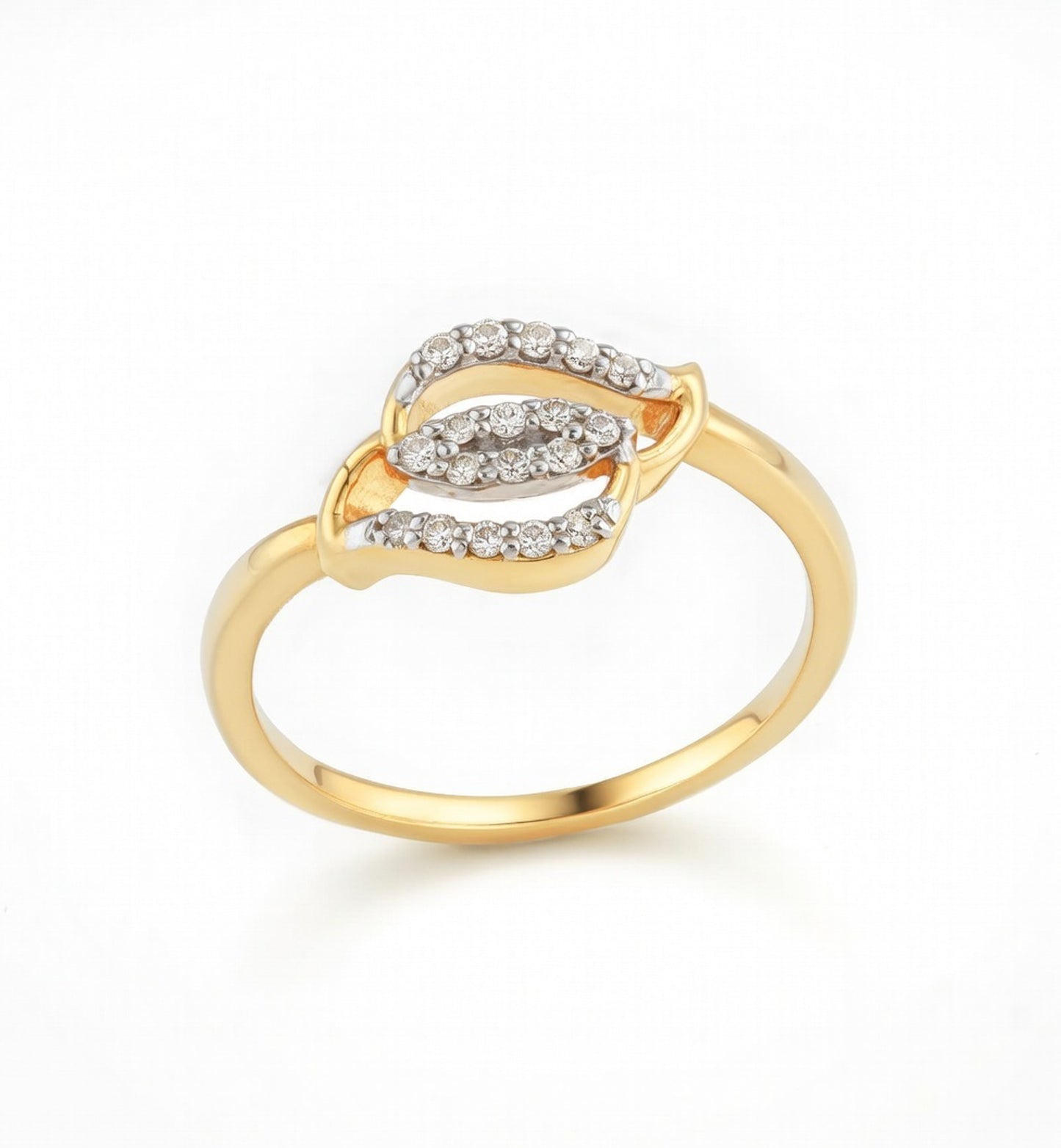 14kt Gold Triple Marquise Cluster Diamond Ring | Genuine Diamond Two-Tone Statement Ring
