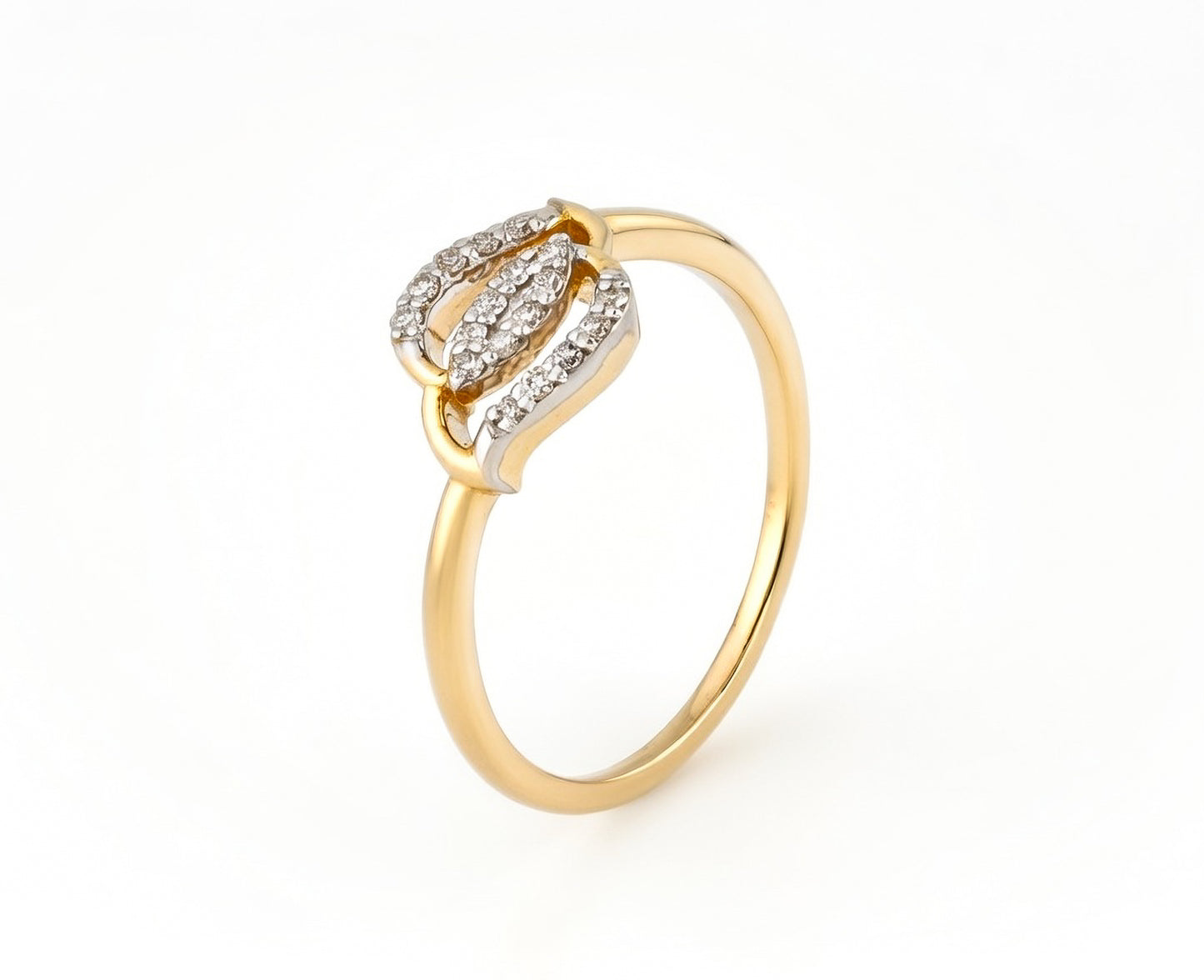 14kt Gold Triple Marquise Cluster Diamond Ring | Genuine Diamond Two-Tone Statement Ring