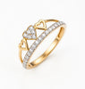 18K Gold CZ Double Heart Ring | Cubic Zirconia Heart Design Gold Ring