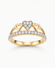 18K Gold CZ Double Heart Ring | Cubic Zirconia Heart Design Gold Ring