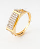 18K Gold CZ Rectangular Pavé Cluster Ring | Cubic Zirconia Statement Gold Ring